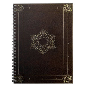 Cuaderno Boletín de Gótico de aspecto de cuero de flores de