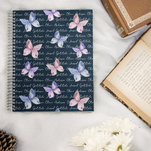 Cuaderno Boletín de Gratitud Monograma de Mariposas Navales