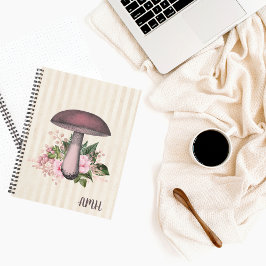 Cuaderno Boletín de hongos vintage y bulto floral