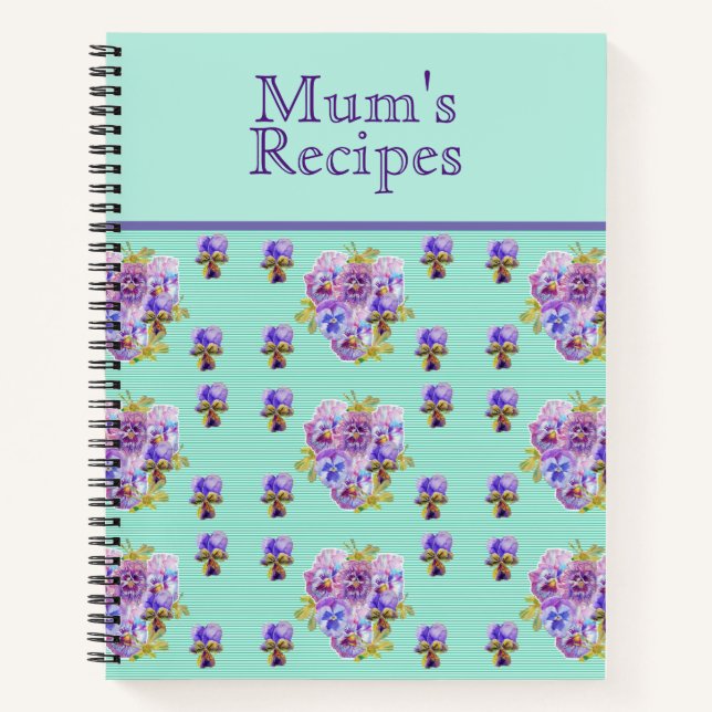 Cuaderno Boletín de la receta de Mamá floral de flores de c (Anverso)