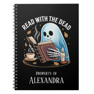Cuaderno Boletín de lectura personalizada Spooky Ghost Skel