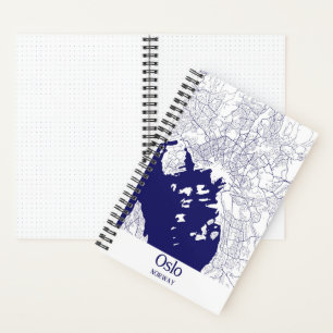 Cuaderno Boletín de Mapa de Ciudad de Oslo
