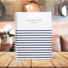 Cuaderno Boletín de moda estilo azul de la Marina de Stripe