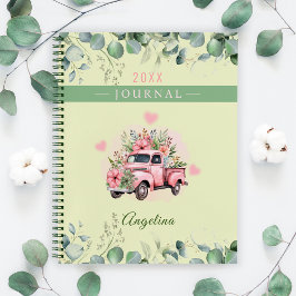 Cuaderno Boletín de Personalizado de Camión Floral Rosa con