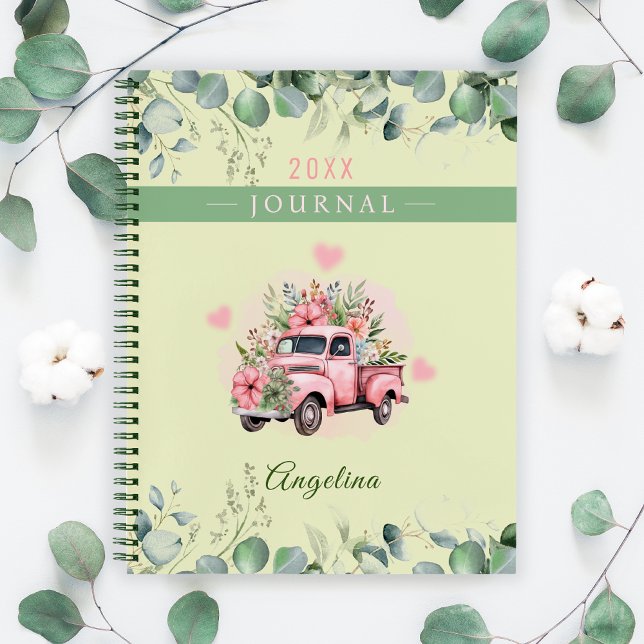 Cuaderno Boletín de Personalizado de Camión Floral Rosa con (Subido por el creador)