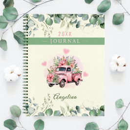 Cuaderno Boletín de Personalizado de Camión Floral Rosa con