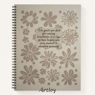Cuaderno Boletín de Personalizado de estampado floral gris 