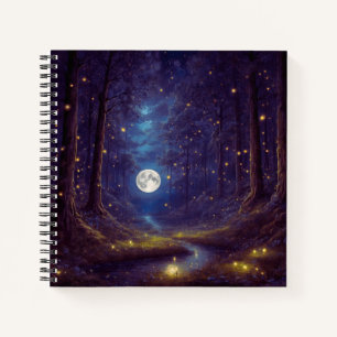 Cuaderno Boletín de portada dura Purple Full Moon & Firefli