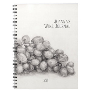 Cuaderno Boletín de Vino Personalizado/Arte de uva en blanc