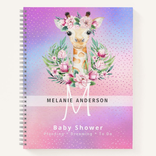 Cuaderno Boletín para portátiles Boho GIRAFFE Baby Shower P (Anverso)