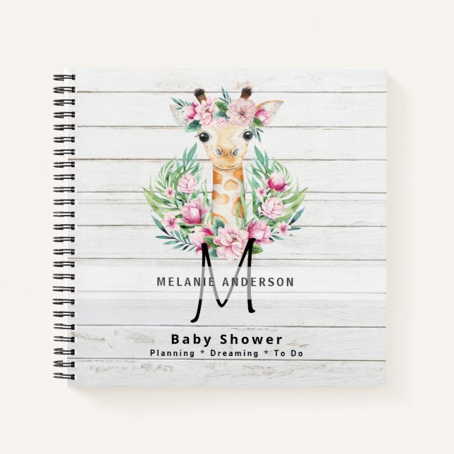 Cuaderno Boletín para portátiles Boho GIRAFFE Baby Shower P (Anverso)
