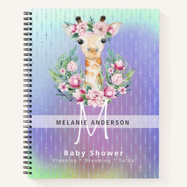 Cuaderno Boletín para portátiles Boho GIRAFFE Baby Shower P (Anverso)
