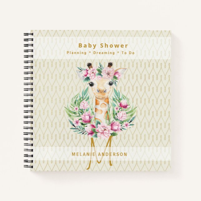 Cuaderno Boletín para portátiles Boho GIRAFFE Baby Shower P (Anverso)