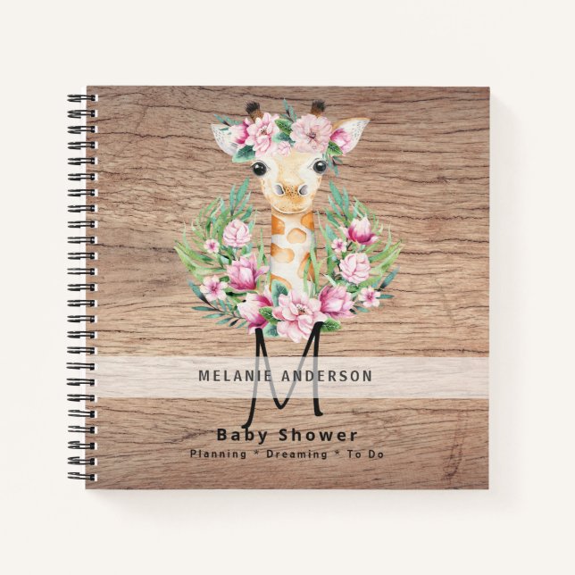 Cuaderno Boletín para portátiles Boho GIRAFFE Baby Shower P (Anverso)