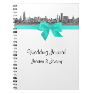 Cuaderno Boletín para portátiles Chicago Skyline Etchd BW A