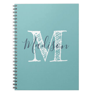 Cuaderno Boletín para portátiles monograma Verde azul
