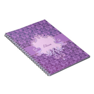 Cuaderno Boletín personalizado del elefante damasco morado