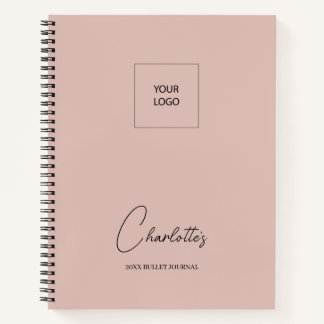 Cuaderno Boletín Rubor de imagen elegante rosa de logotipo