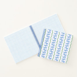 Cuaderno Boletín Scandi Blue Bird Green Ivy Stripe