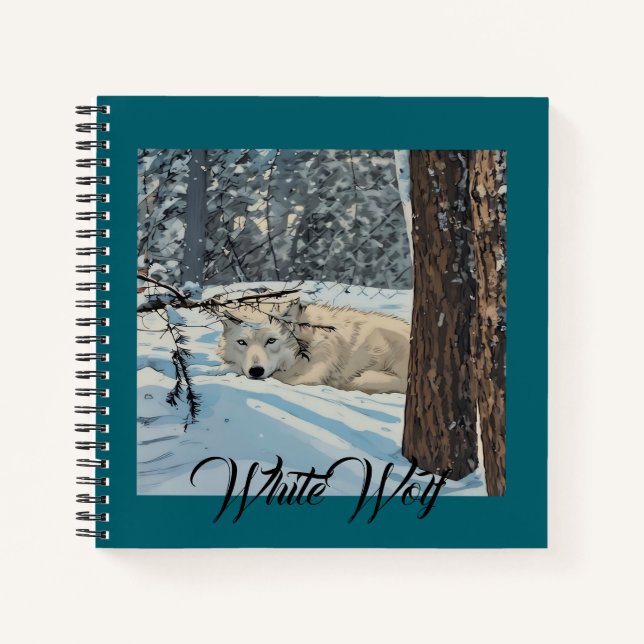 Cuaderno Boletín Verde azulado de Nieve blanca de Wolf Spir (Anverso)