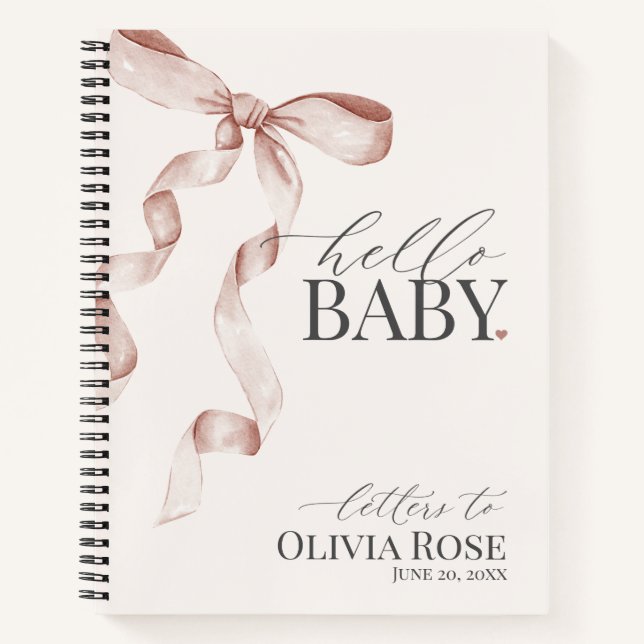Cuaderno Boletines Baby Shower Chica Pastel Beige Coquette  (Anverso)
