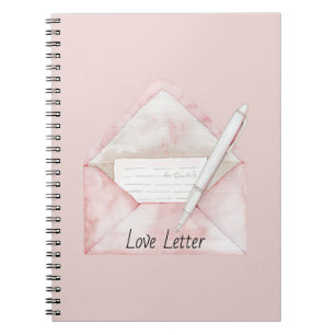 Cuaderno Bolígrafo de carta de amor sobre de rosa