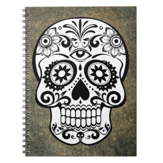 Cuaderno Bolsa de cráneo de azúcar blanco y negro