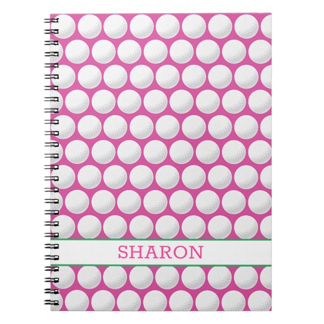 Cuaderno Bolsas de golf Nombre Blanco Verde Rosa (Frente)