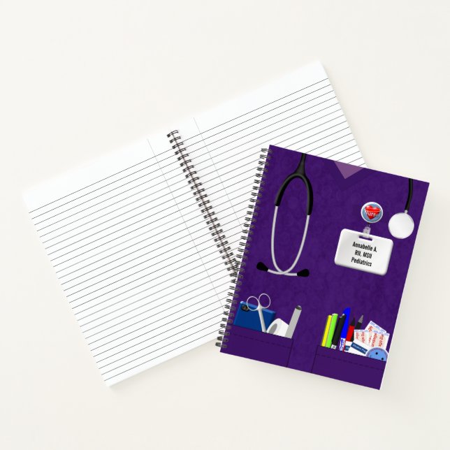 Cuaderno Bolsillo De Enfermeras En Púrpura Personalizado (Interior)