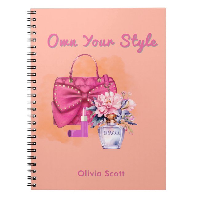 Cuaderno Bolso de mano y diseño floral de moda Pastel (Frente)