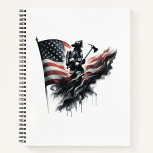 Cuaderno Bombero americano. Bandera de los Estados Unidos.