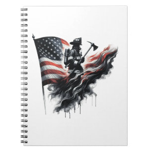 Cuaderno Bombero americano. Bandera de los Estados Unidos.