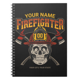 Cuaderno Bombero de casco falso artificial personalizado