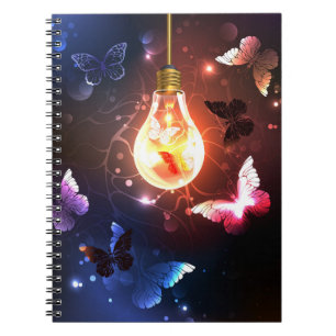 Cuaderno Bombilla brillante con mariposas nocturnas