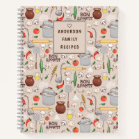 Bon Appetit Pattern Personalized Recipe Notebook