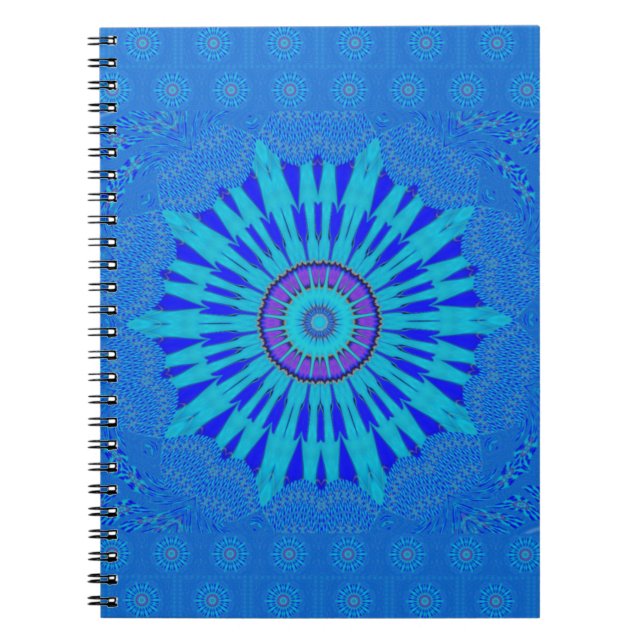 Cuaderno Bonita impresión de arte de Mandala azul real (Frente)
