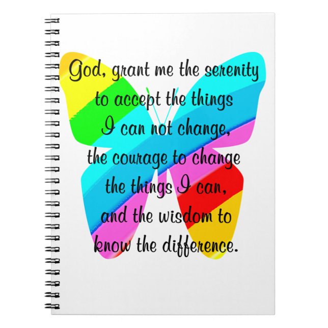 CUADERNO BONITA MARIPOSA SERENIDAD DISEÑO DE ORACIONES (Frente)