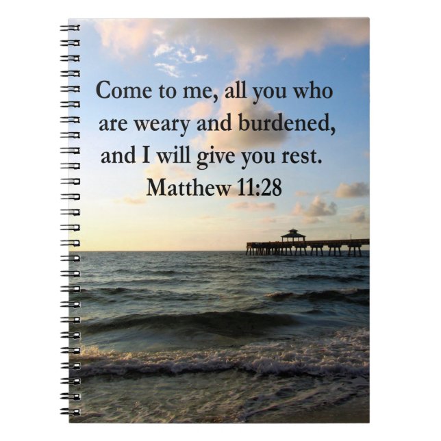 CUADERNO BONITA MATTHEW 11:28 SCRIPTURA VERSE (Frente)
