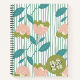 Cuaderno Bonita moda de color acuático floral