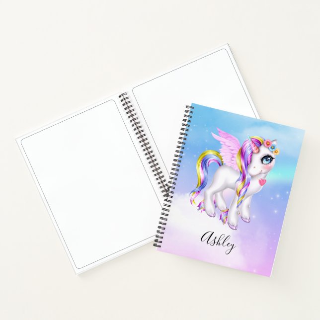 Cuaderno Bonita unicornio con barro arco iris y cola (Interior)