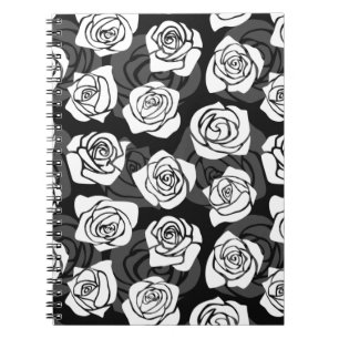 Cuaderno Bonitas rosas blancas y negras de época