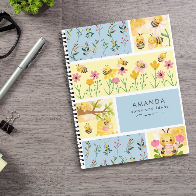 Cuaderno Bonito Abejas De Miel Modernas Elegante Floral (Subido por el creador)