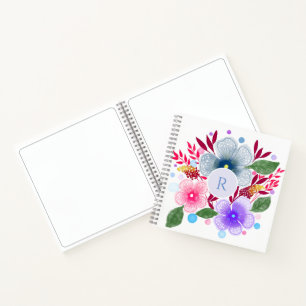 Cuaderno Bonito acuarela Floral Bouquet Monograma
