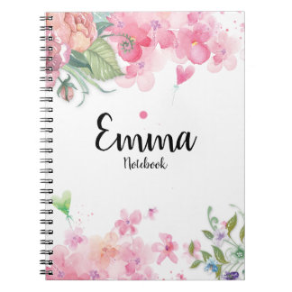 Cuaderno Bonito acuarela Rubor Rosas de Boho Floral Rosa No