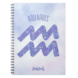 Cuaderno Bonito Aquarius Astrología Rótulo Púrpura Personal