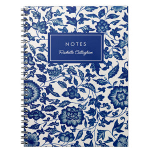Cuaderno Bonito Azul Chinoiserie Chino Floral Vintage
