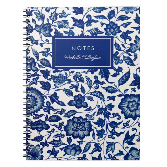 Cuaderno Bonito Azul Chinoiserie Chino Floral Vintage (Frente)