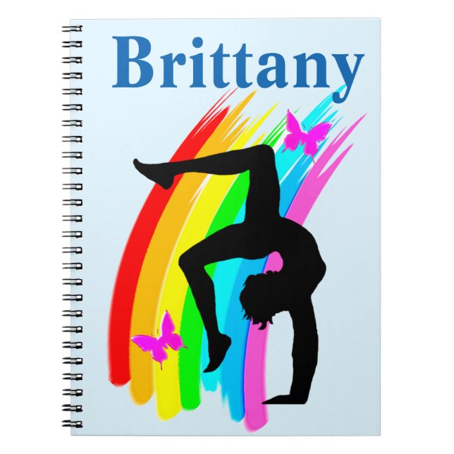 CUADERNO BONITO AZUL DE RAINBOW PERSONALIZADO GYMNAST JOURN (Frente)