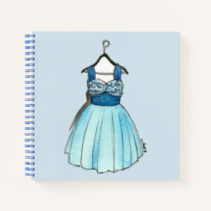Cuaderno Bonito Azul Pastel Fiesta Vestido Vintage Estilo