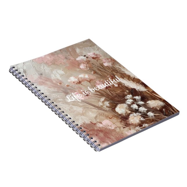 Cuaderno Bonito Beige Rubor Pink Boho Floral (Lado Derecho)